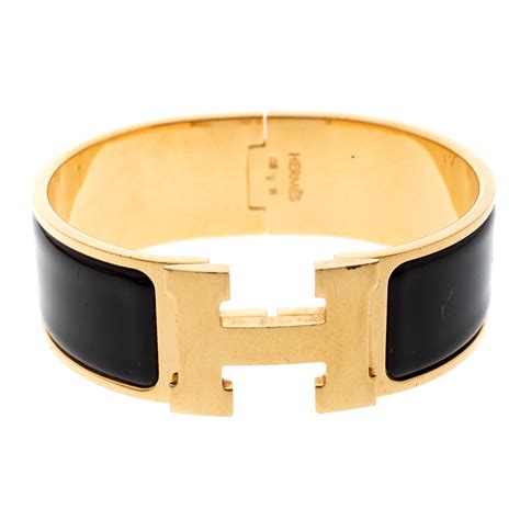 hermes black and gold enamel bracelet|vintage Hermes enamel bracelet.